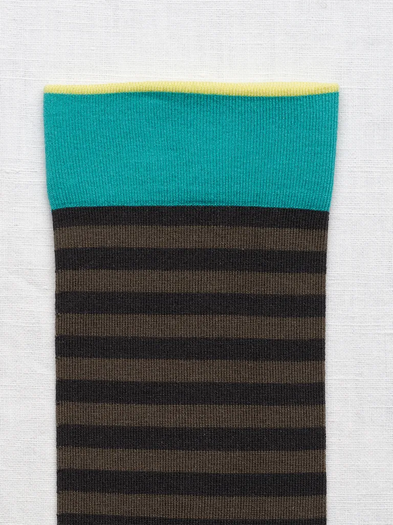 Olive and Black Striped Socks