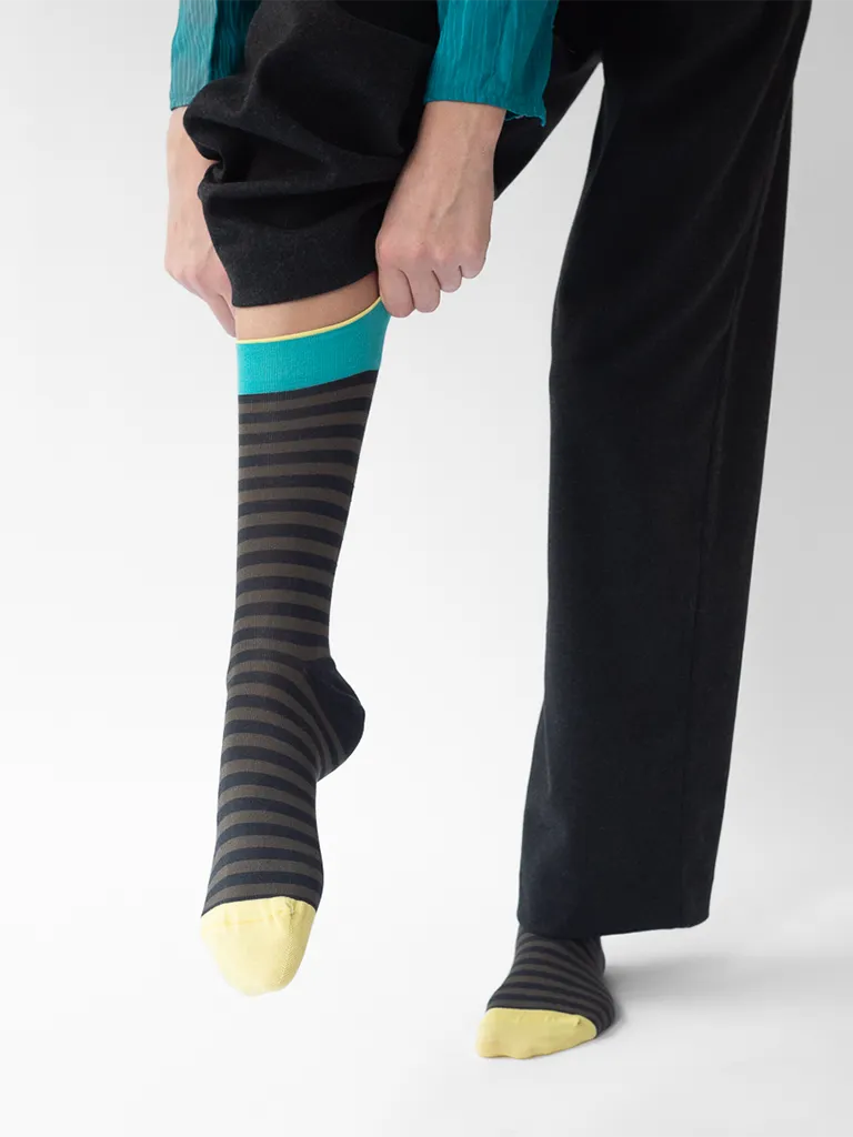 Olive and Black Striped Socks