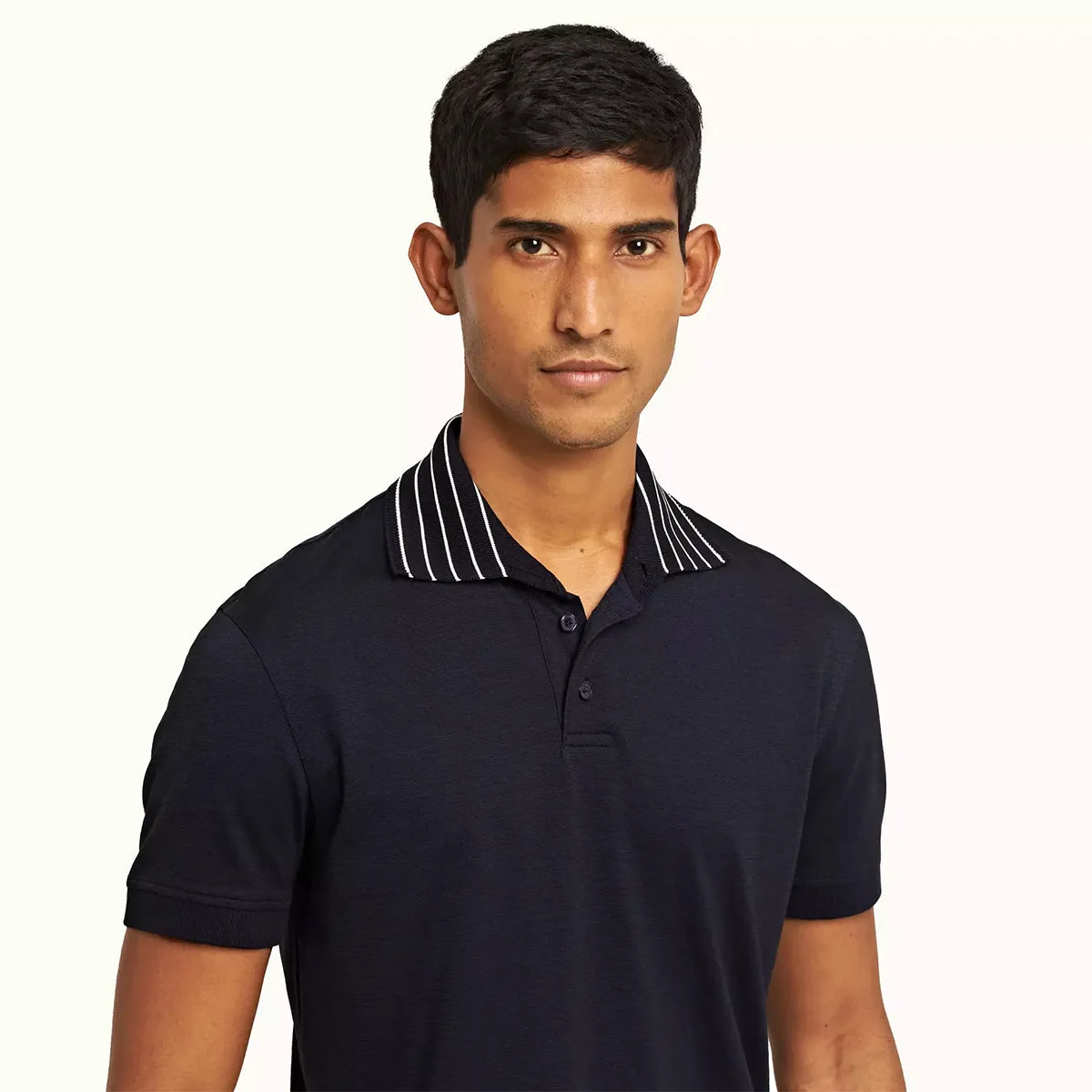 Orlebar Brown - Dominic Stripe Collar Polo in Night Iris