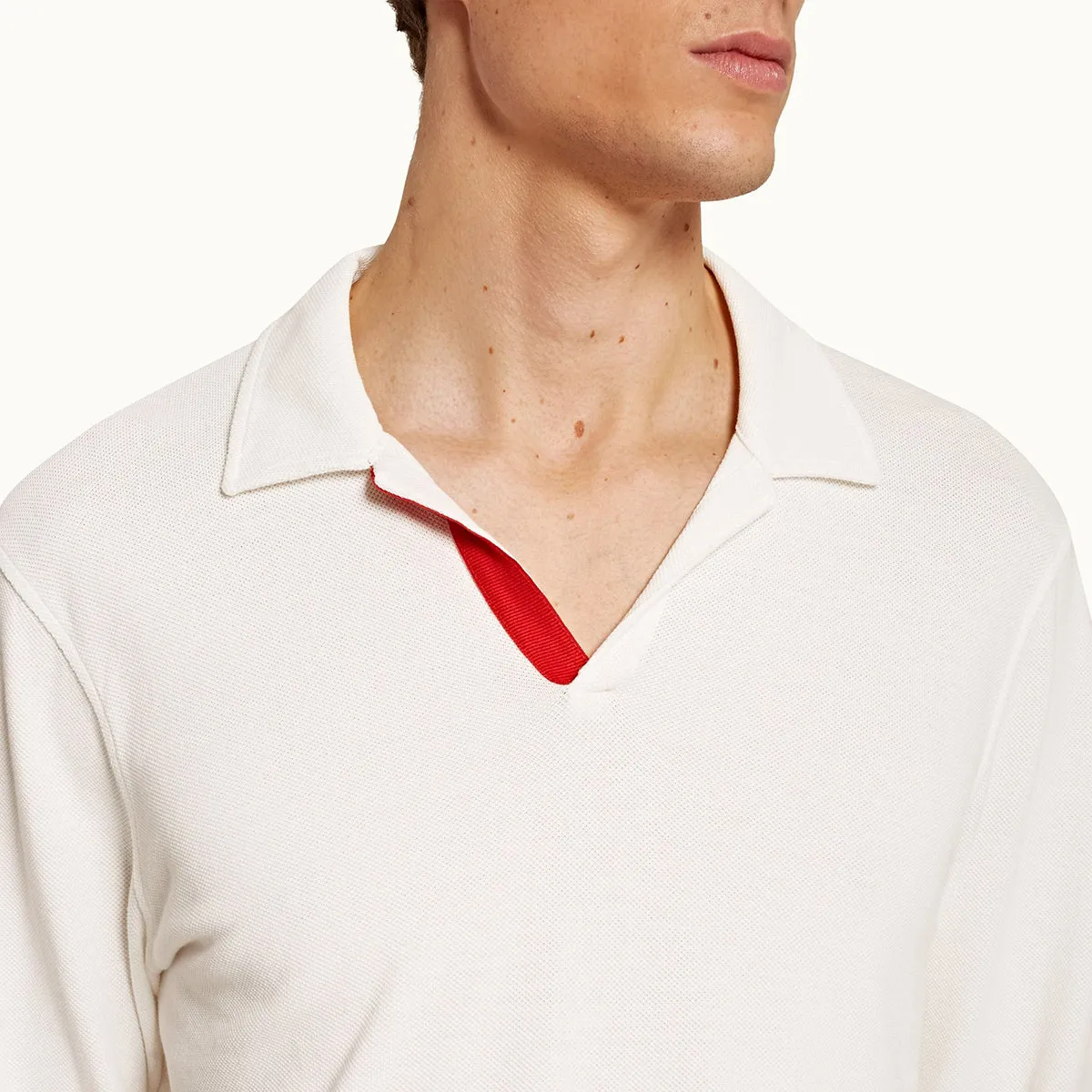 Orlebar Brown - Felix LS Tape Resort Polo Shirt in Cloud