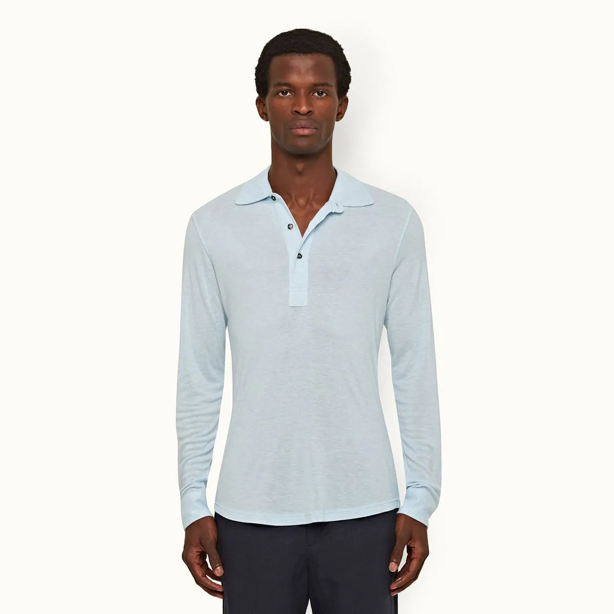 Orlebar Brown - Sebastian Cashmere Polo in Clear Sky