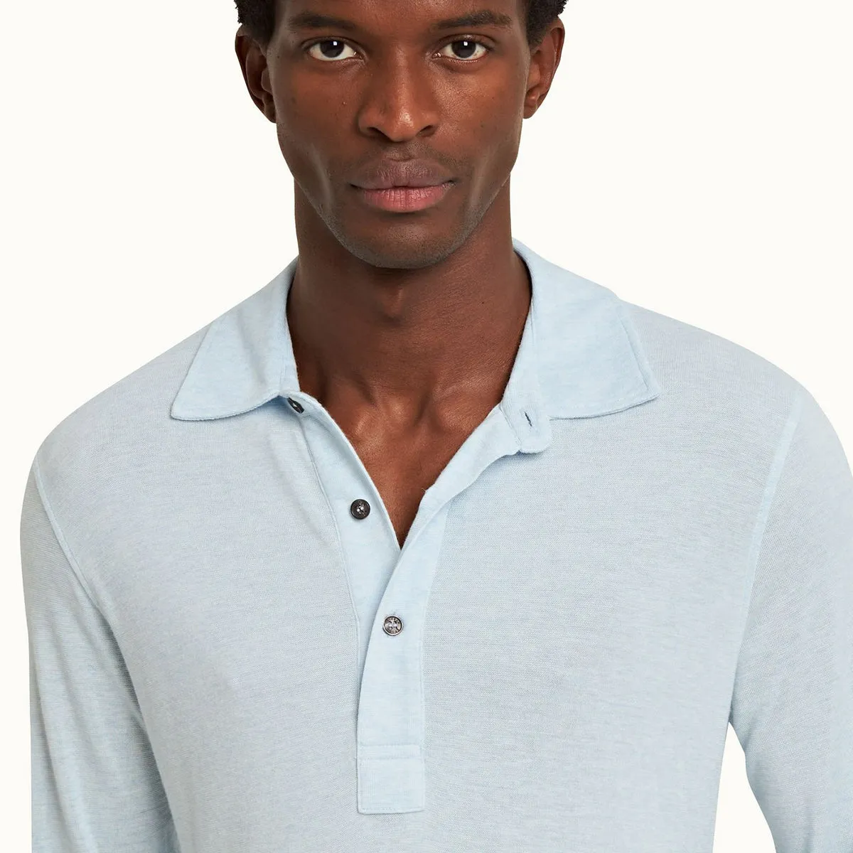 Orlebar Brown - Sebastian Cashmere Polo in Clear Sky