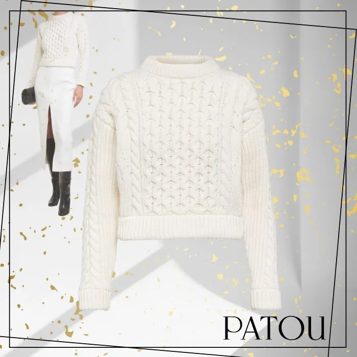 PATOU  |Casual Style Wool Long Sleeves Plain Office Style