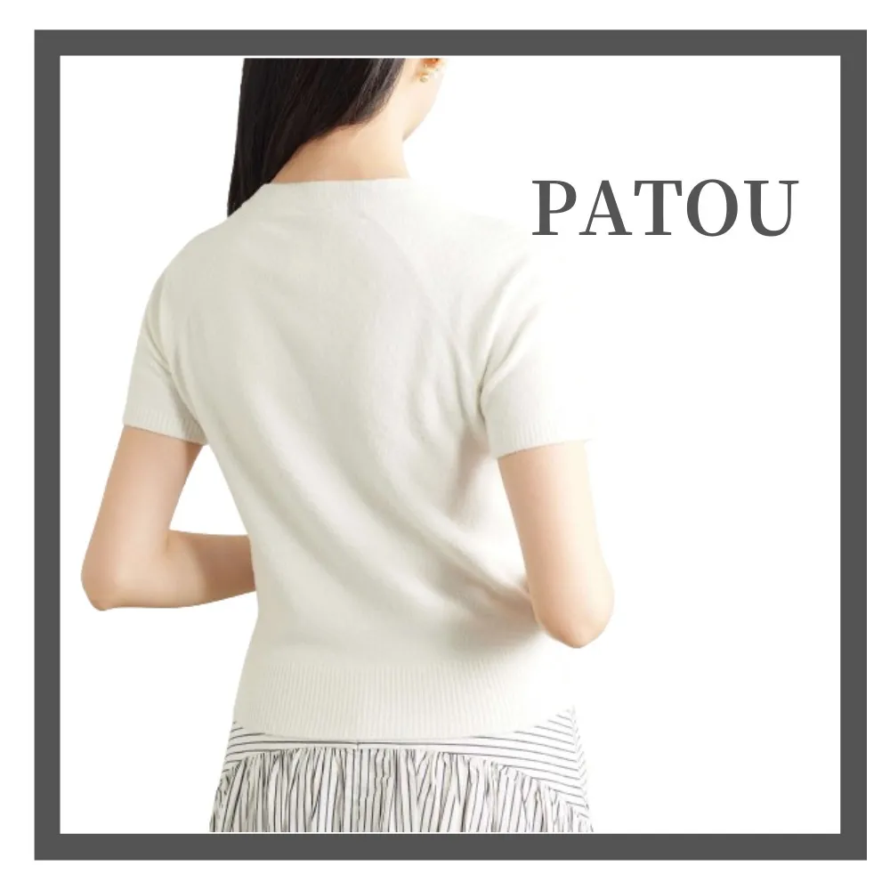 PATOU  |Crew Neck Casual Style Plain Cotton Short Sleeves Logo