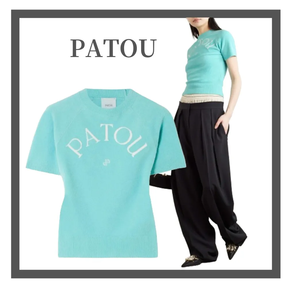 PATOU  |Crew Neck Casual Style Plain Cotton Short Sleeves Logo