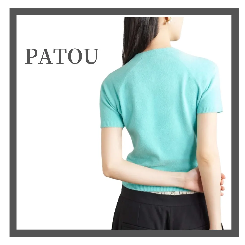 PATOU  |Crew Neck Casual Style Plain Cotton Short Sleeves Logo