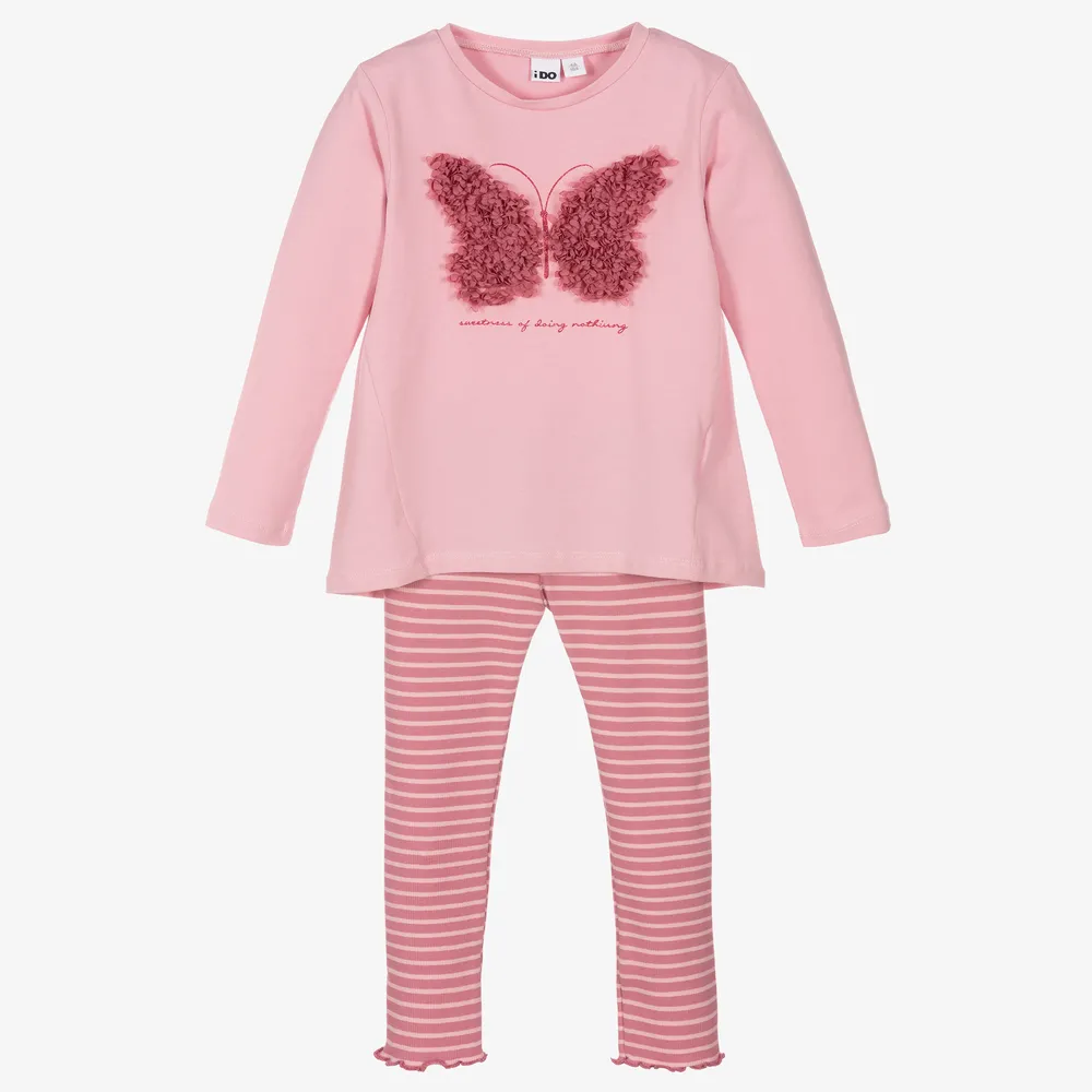 Pink Butterfly Leggings Set