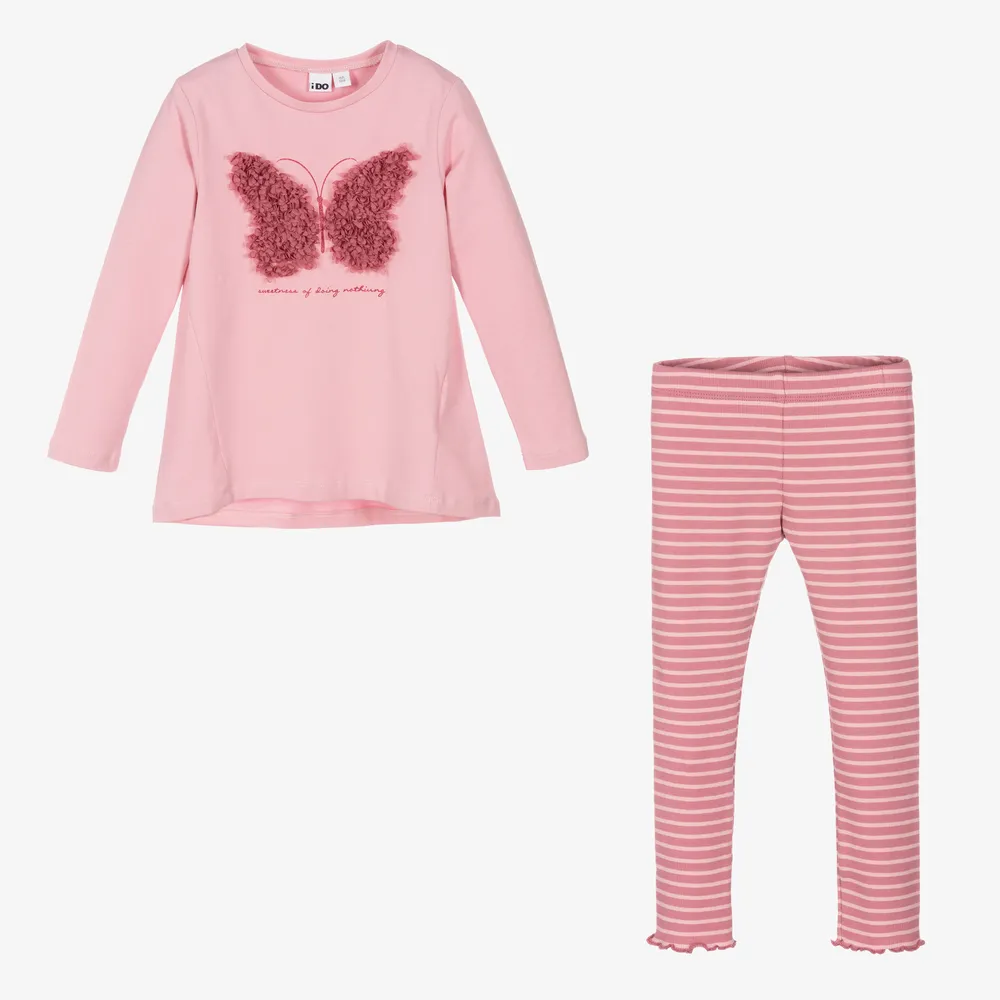 Pink Butterfly Leggings Set