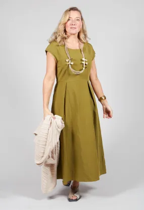 Pleated Dress in Avocado