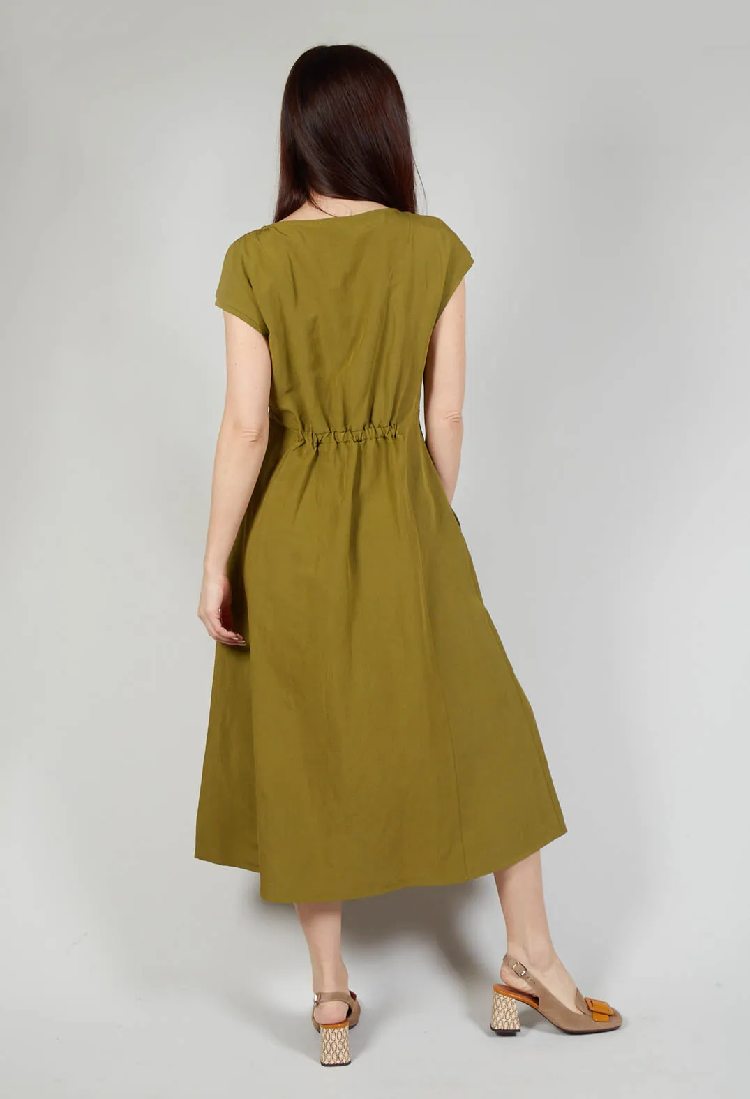 Pleated Dress in Avocado