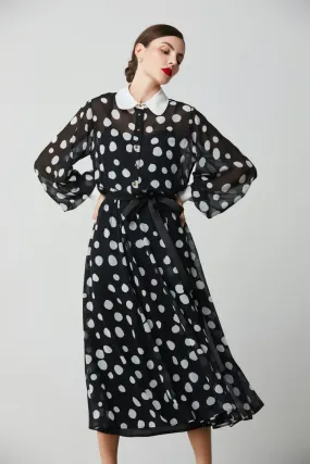 Polka dot chiffon dress