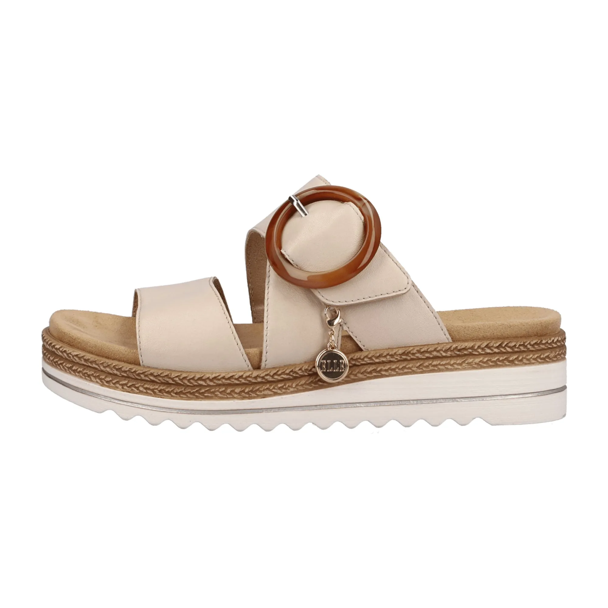 Remonte Women's Beige Leather Sandals with Velcro Strap and Cushioned Sole