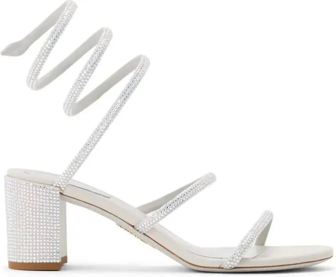 René Caovilla Cleo 60mm leather sandals White