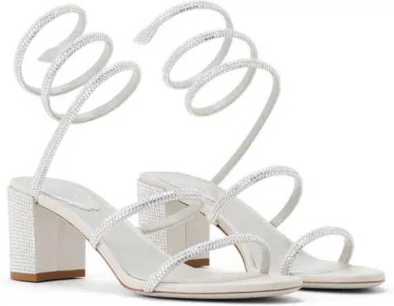 René Caovilla Cleo 60mm leather sandals White