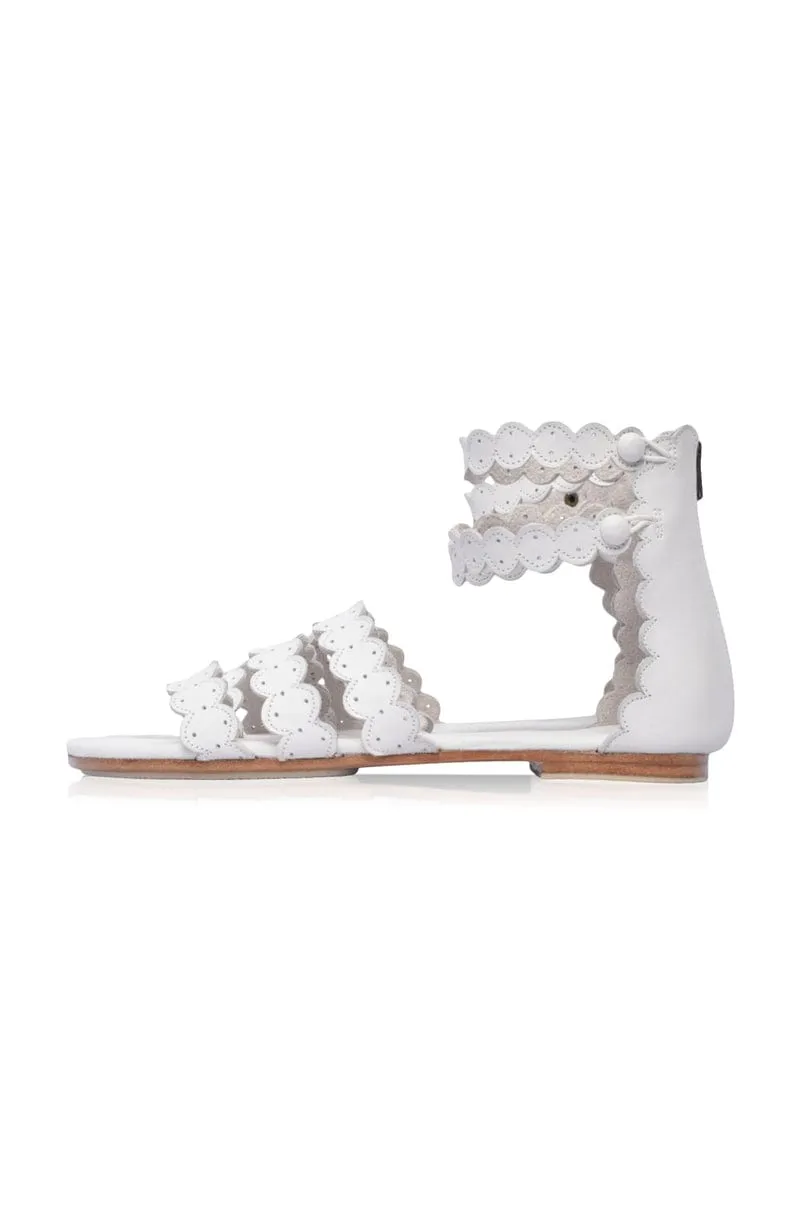 Rimini Boho Leather Sandals in White