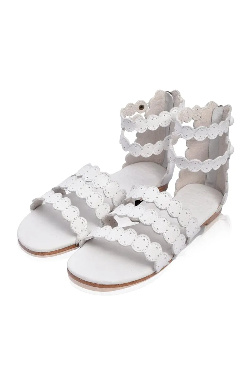 Rimini Boho Leather Sandals in White