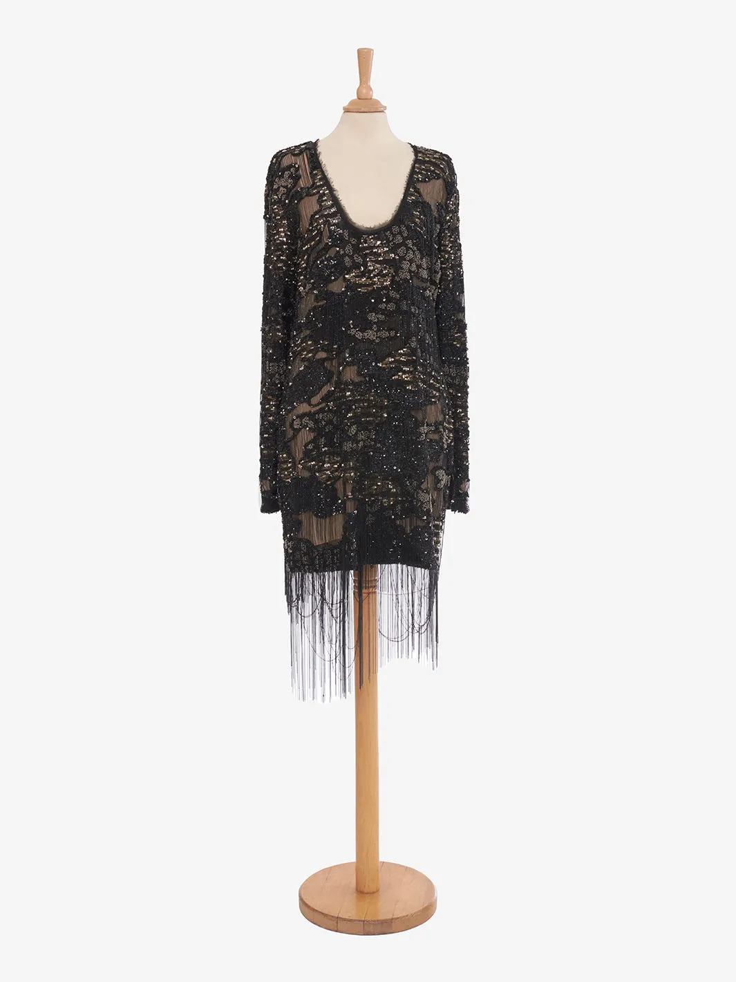 Roberto Cavalli Black silk dress embroidered with appliqués