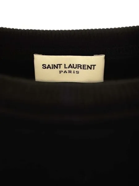 Saint Laurent  |Crew Neck Long Sleeves Plain Cotton Logo Cropped Tops