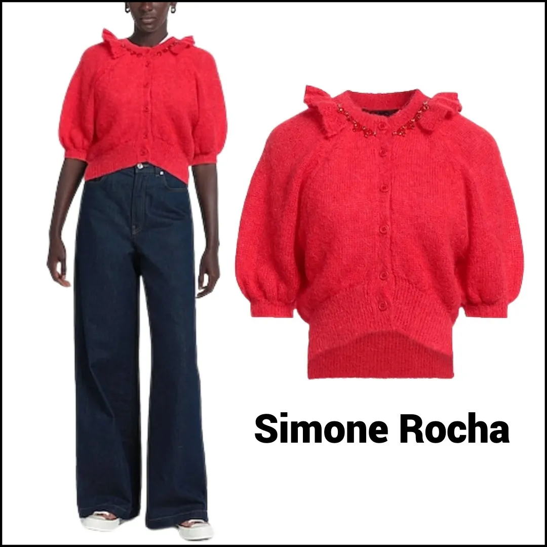 Simone Rocha  |Nylon Plain Short Sleeves Party Style Elegant Style