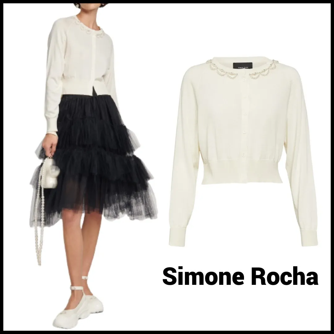 Simone Rocha  |Wool Silk Long Sleeves With Jewels Office Style