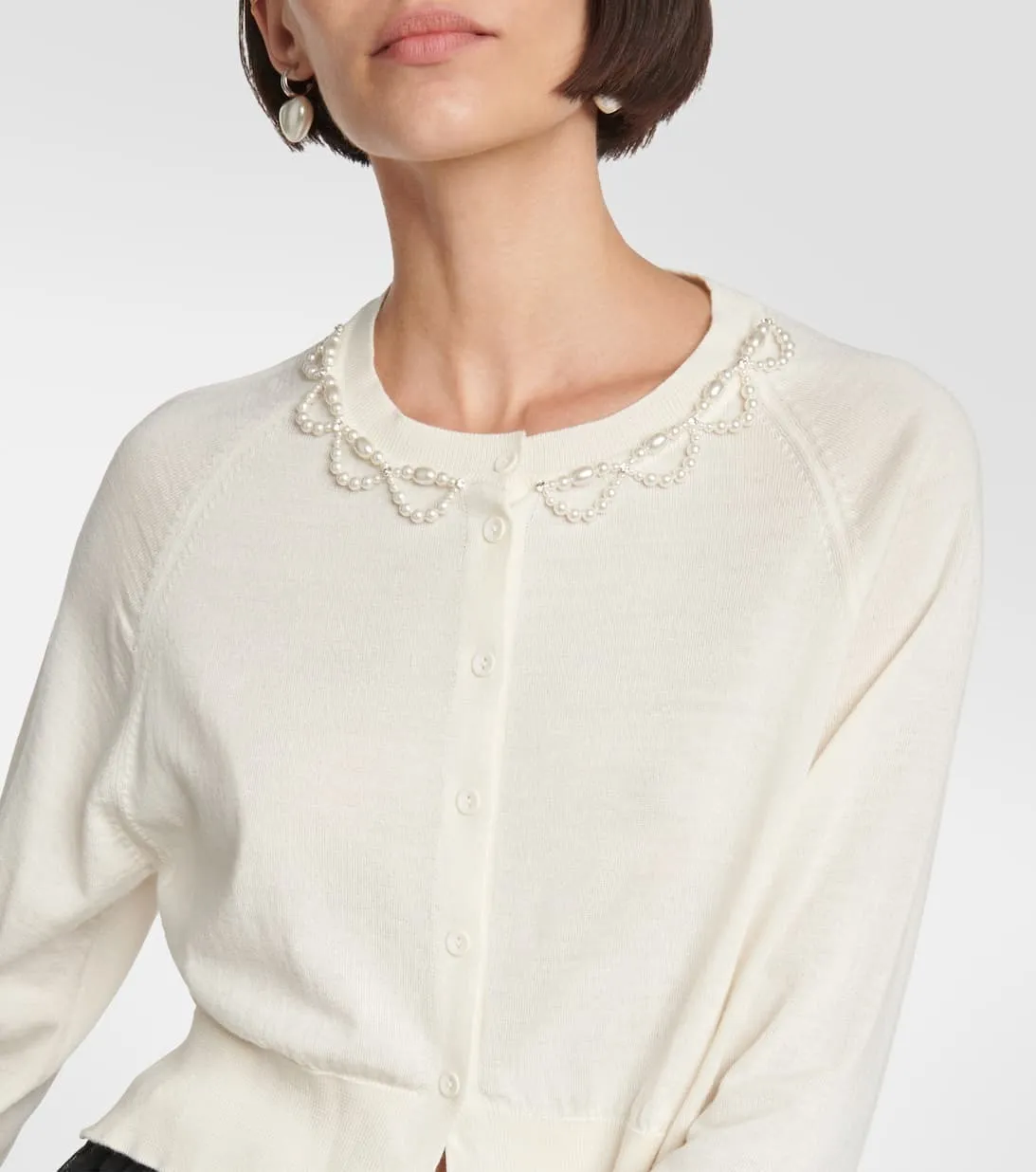 Simone Rocha  |Wool Silk Long Sleeves With Jewels Office Style