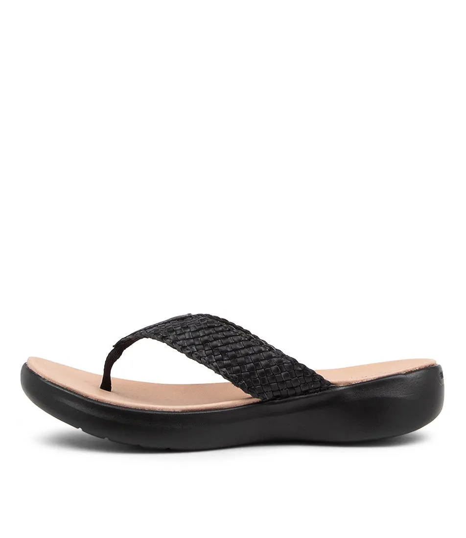 SKECHERS 140340 On The Go Luxe T Black Leather Sandals