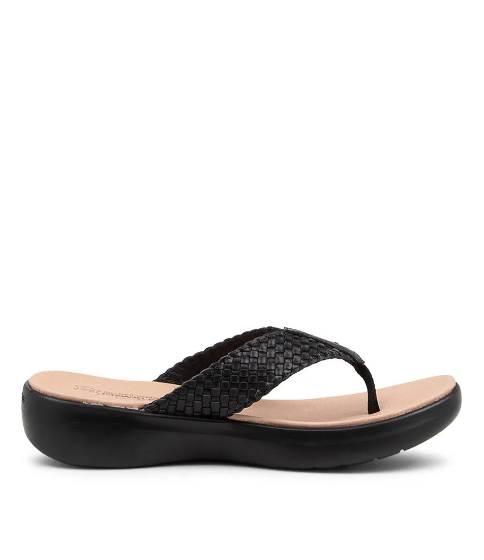 SKECHERS 140340 On The Go Luxe T Black Leather Sandals