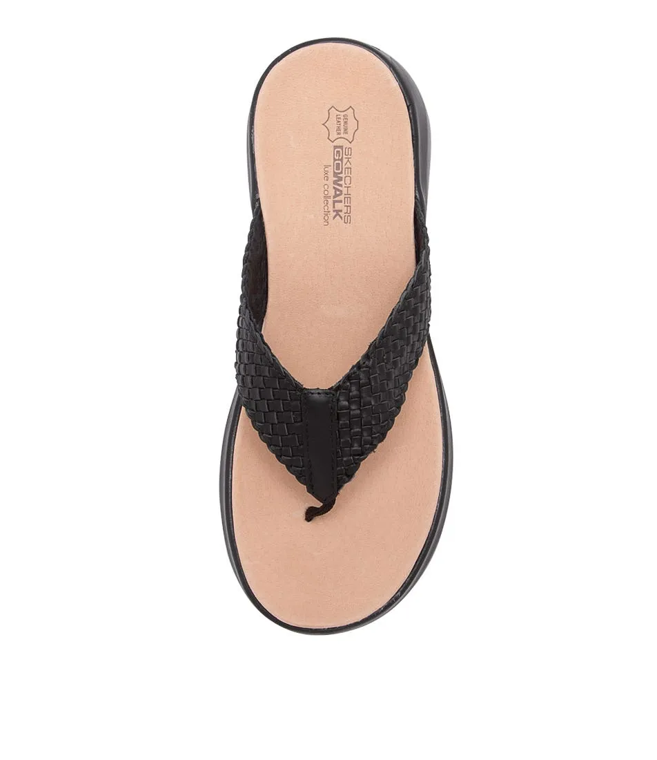 SKECHERS 140340 On The Go Luxe T Black Leather Sandals