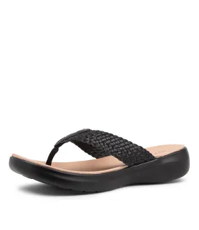 SKECHERS 140340 On The Go Luxe T Black Leather Sandals