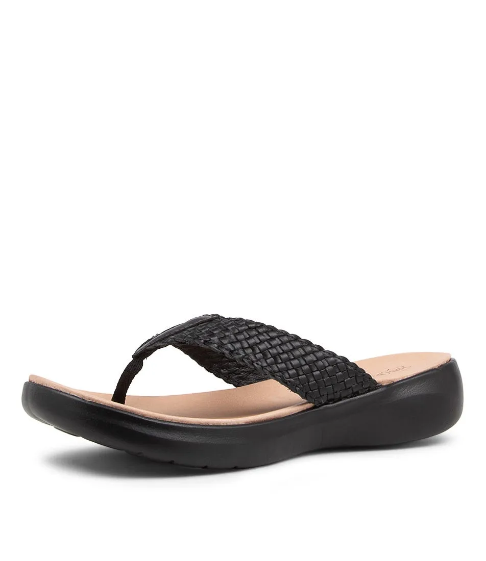 SKECHERS 140340 On The Go Luxe T Black Leather Sandals