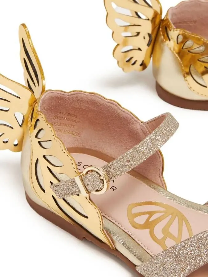 Sophia Webster Mini Heavenly wing-appliqué leather sandals Gold