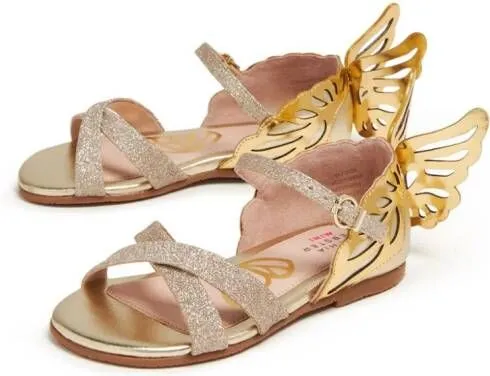 Sophia Webster Mini Heavenly wing-appliqué leather sandals Gold