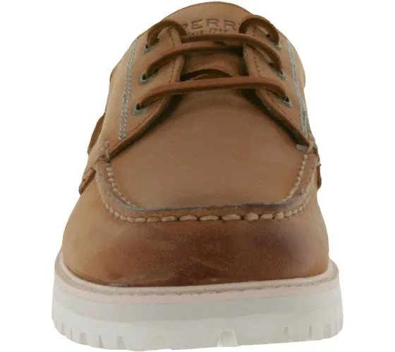 SPERRY autentico originale 3-Eye uomo in vera pelle Wave Siping Traction Boat Shoes Scarpe da vela STS25158 Marrone