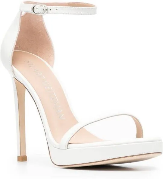 Stuart Weitzman 137mm stiletto leather sandals White