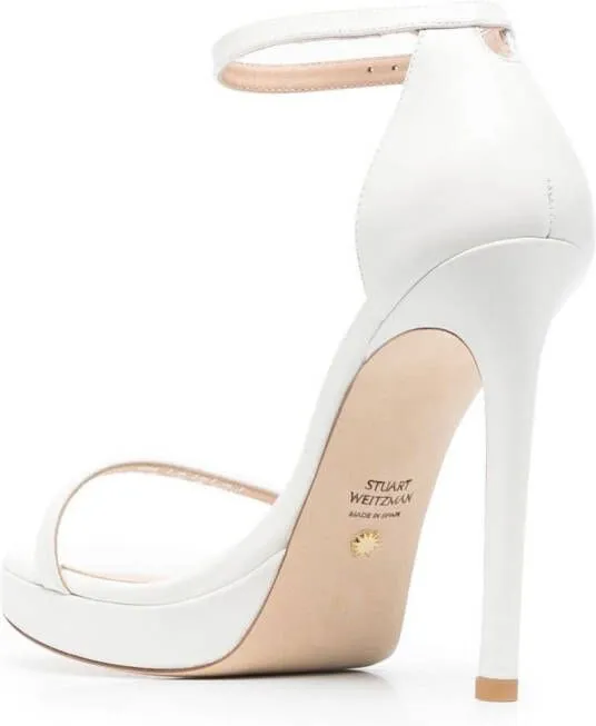 Stuart Weitzman 137mm stiletto leather sandals White