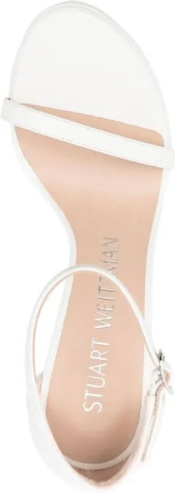 Stuart Weitzman 137mm stiletto leather sandals White