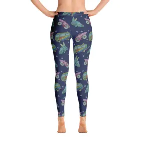 Surfing Leggings with Hippie Vans Cars and Bicycles