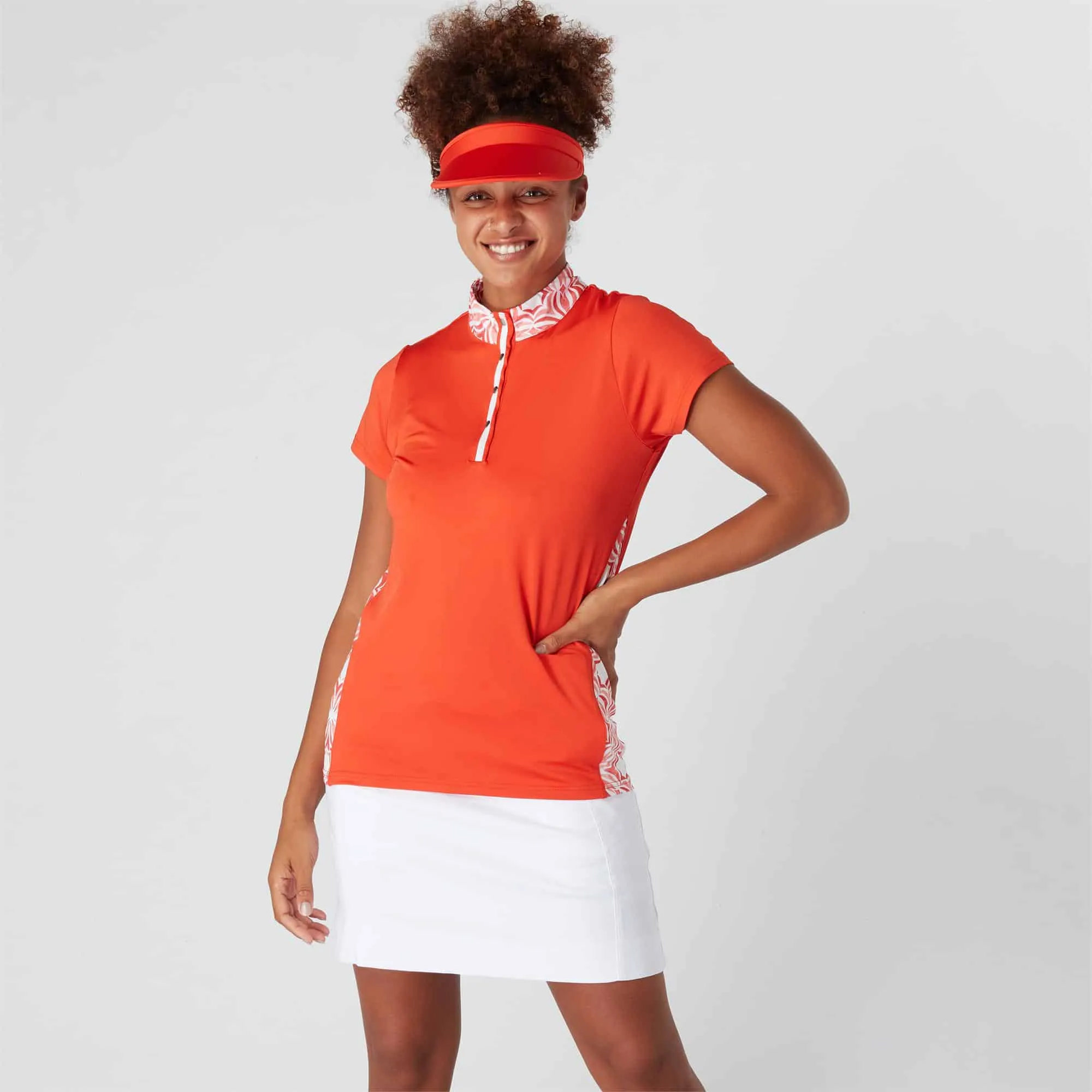 Swing Out Sister Clarissa Cap Sleeve Ladies Golf Polo Shirt Lucious Red