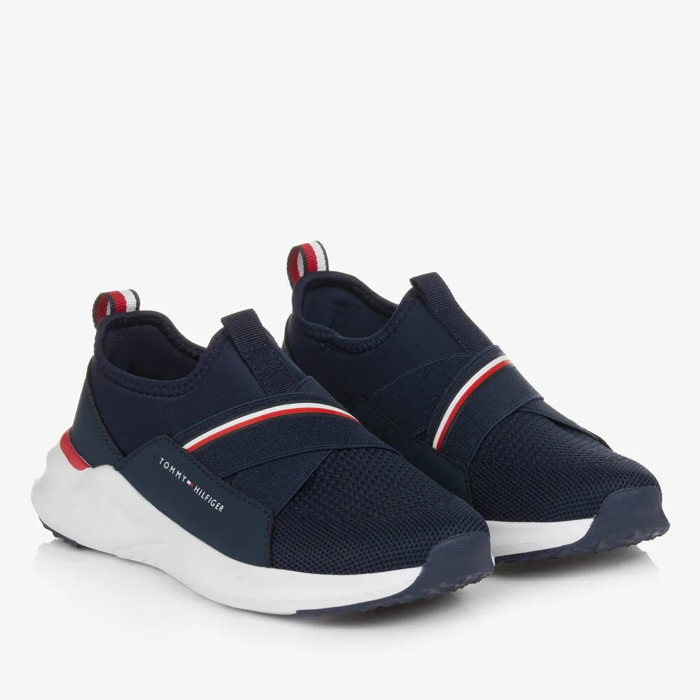 Teen Boys Navy Blue Slip-On Trainers