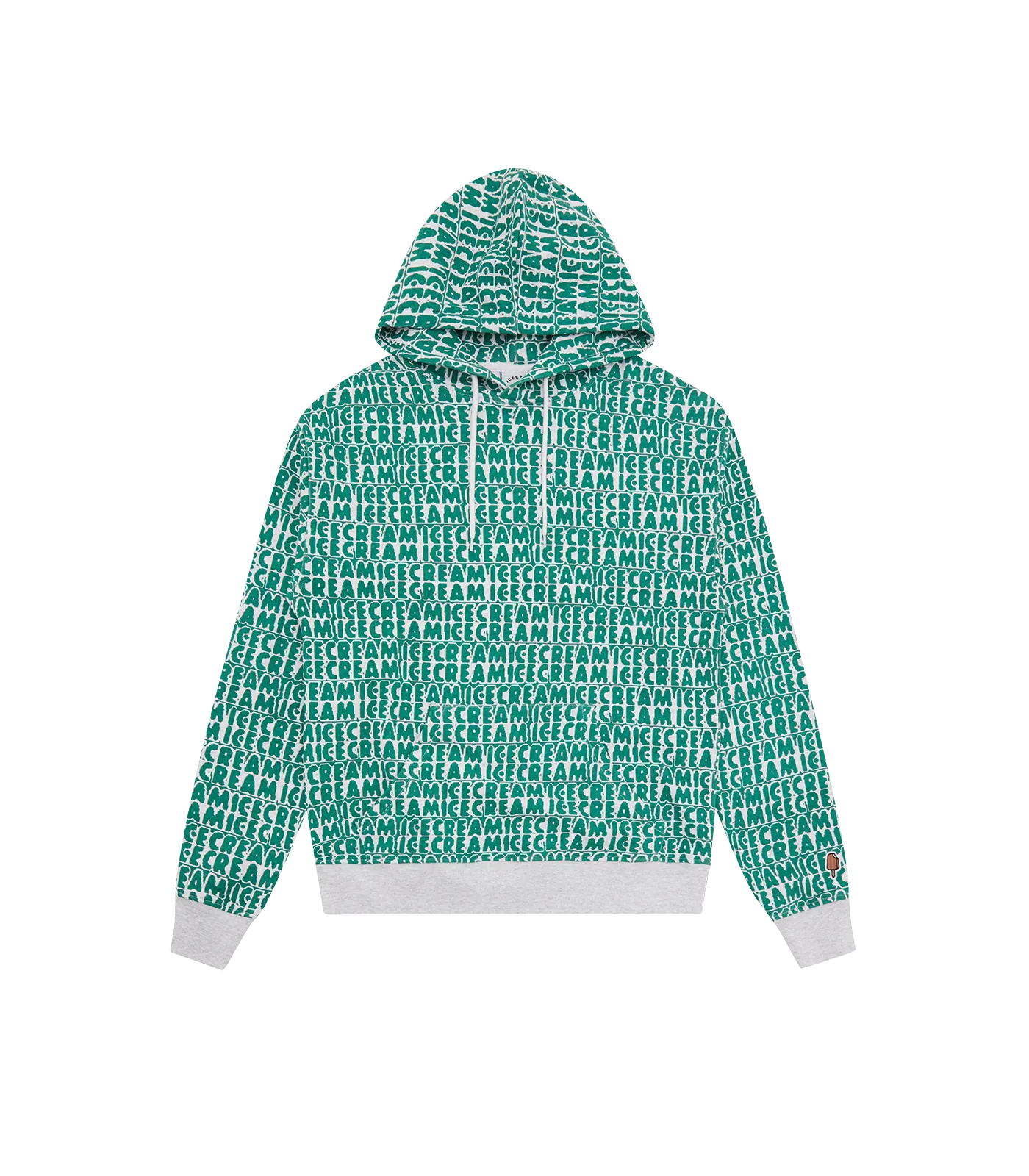 TEXT PRINT POPOVER HOOD - GREEN