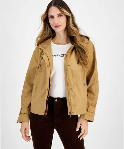 Tommy Hilfiger Women's Hooded Belted-Cuff Utility Jacket