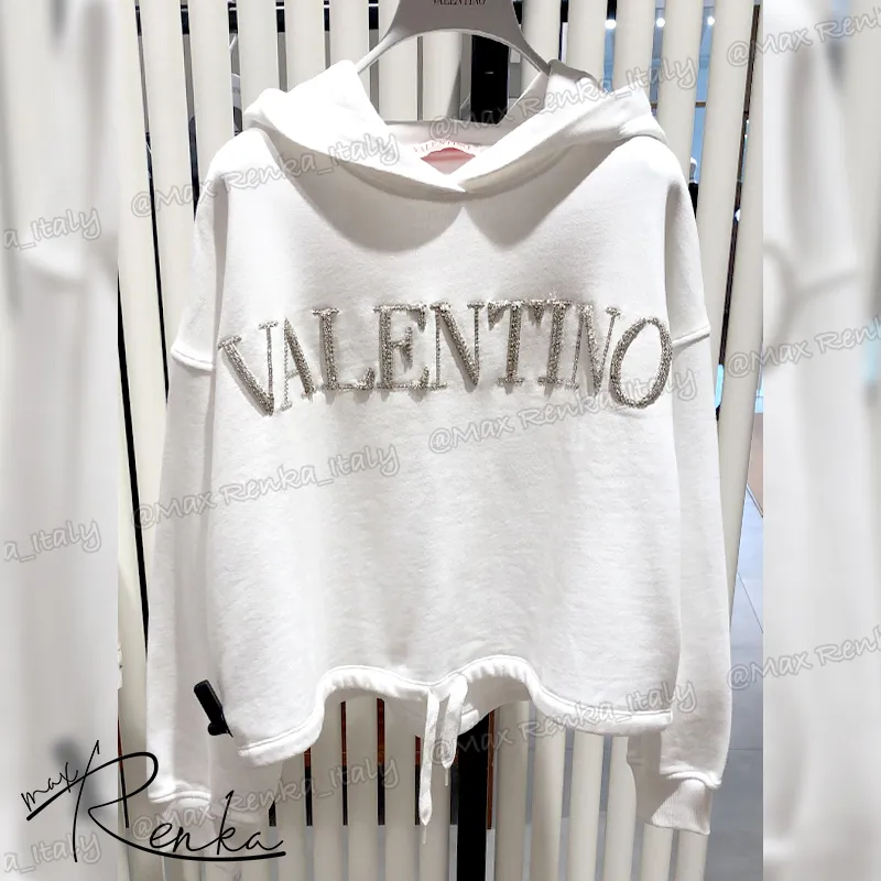 VALENTINO  |Street Style Long Sleeves Cotton Logo Outlet Cropped Tops