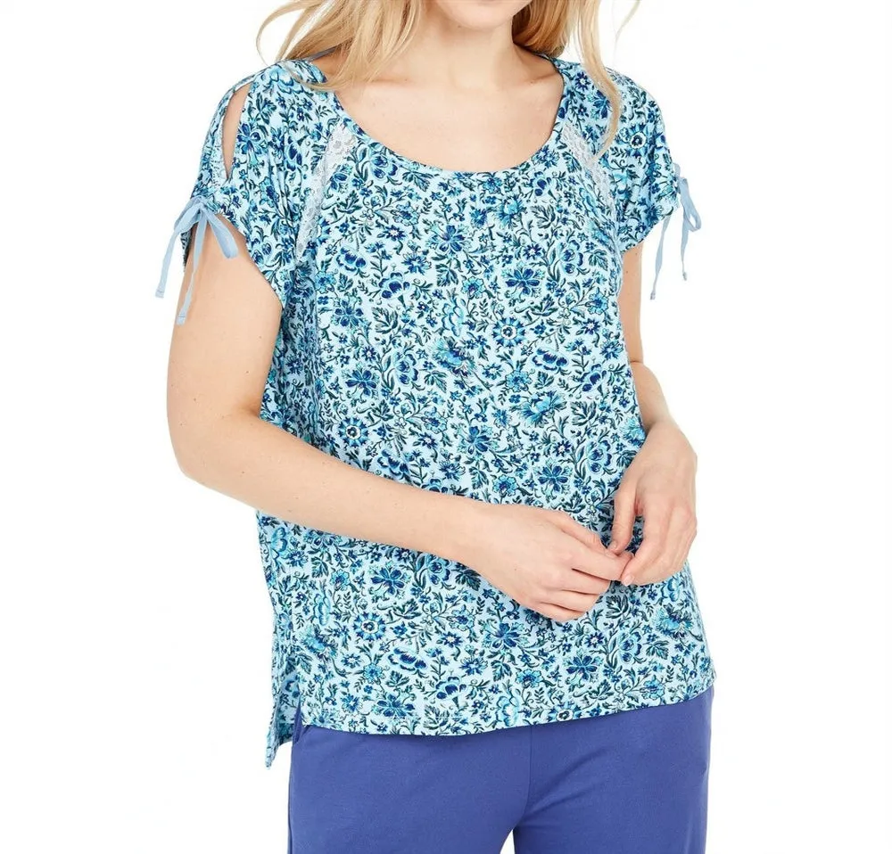 Vera Bradley Women's Sleepwear Floral Sleepshirt Blue Size Medium