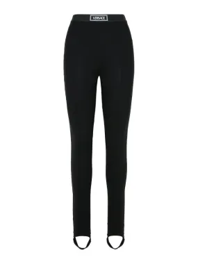 Versace Black Viscose Blend Leggings