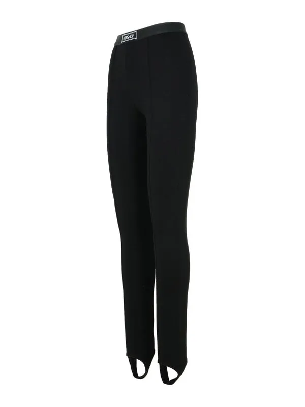 Versace Black Viscose Blend Leggings