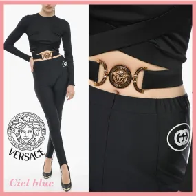 VERSACE  |Casual Style Long Sleeves Plain Party Style Cropped Tops