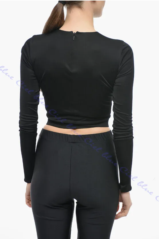 VERSACE  |Casual Style Long Sleeves Plain Party Style Cropped Tops