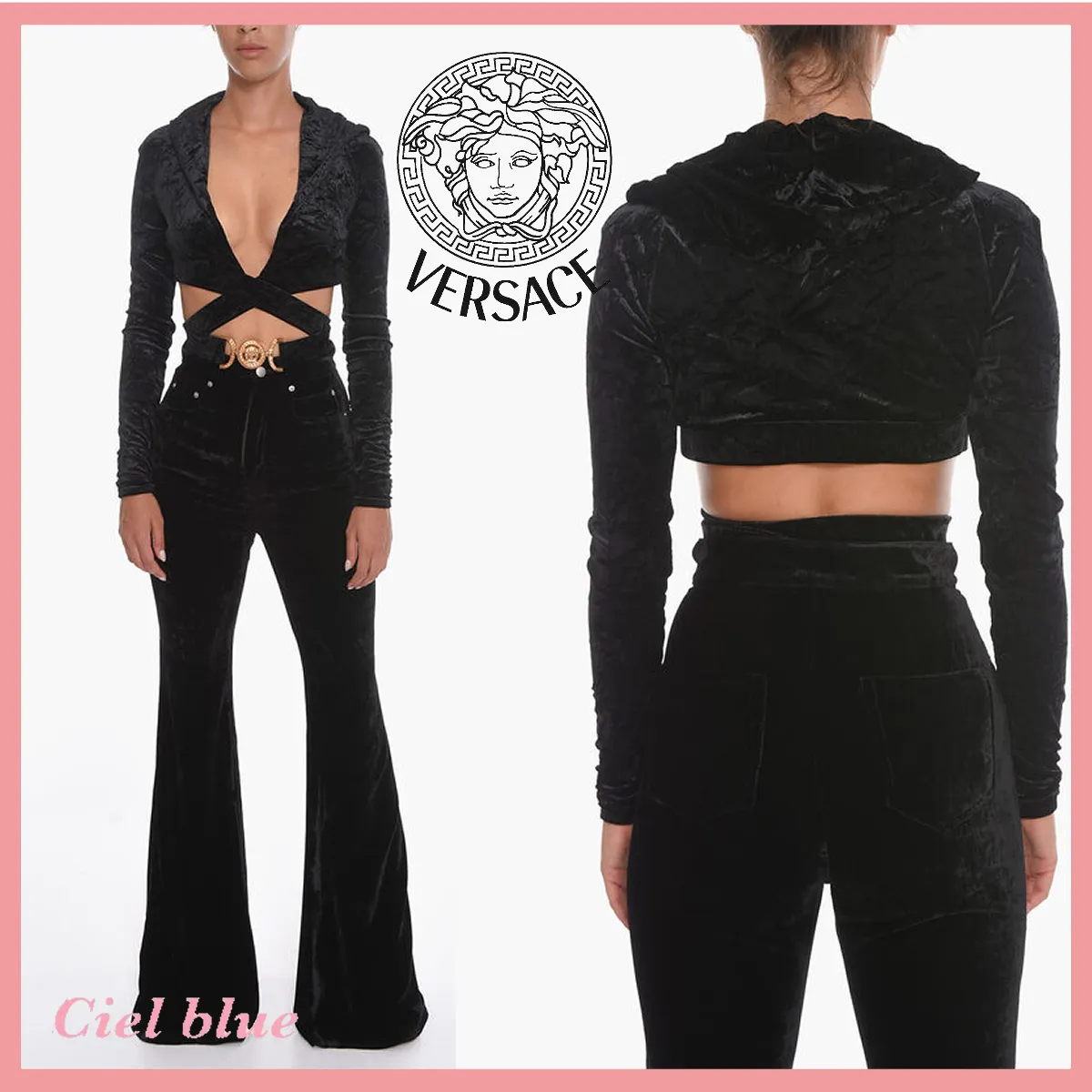 VERSACE  |Casual Style Long Sleeves Plain Party Style Logo