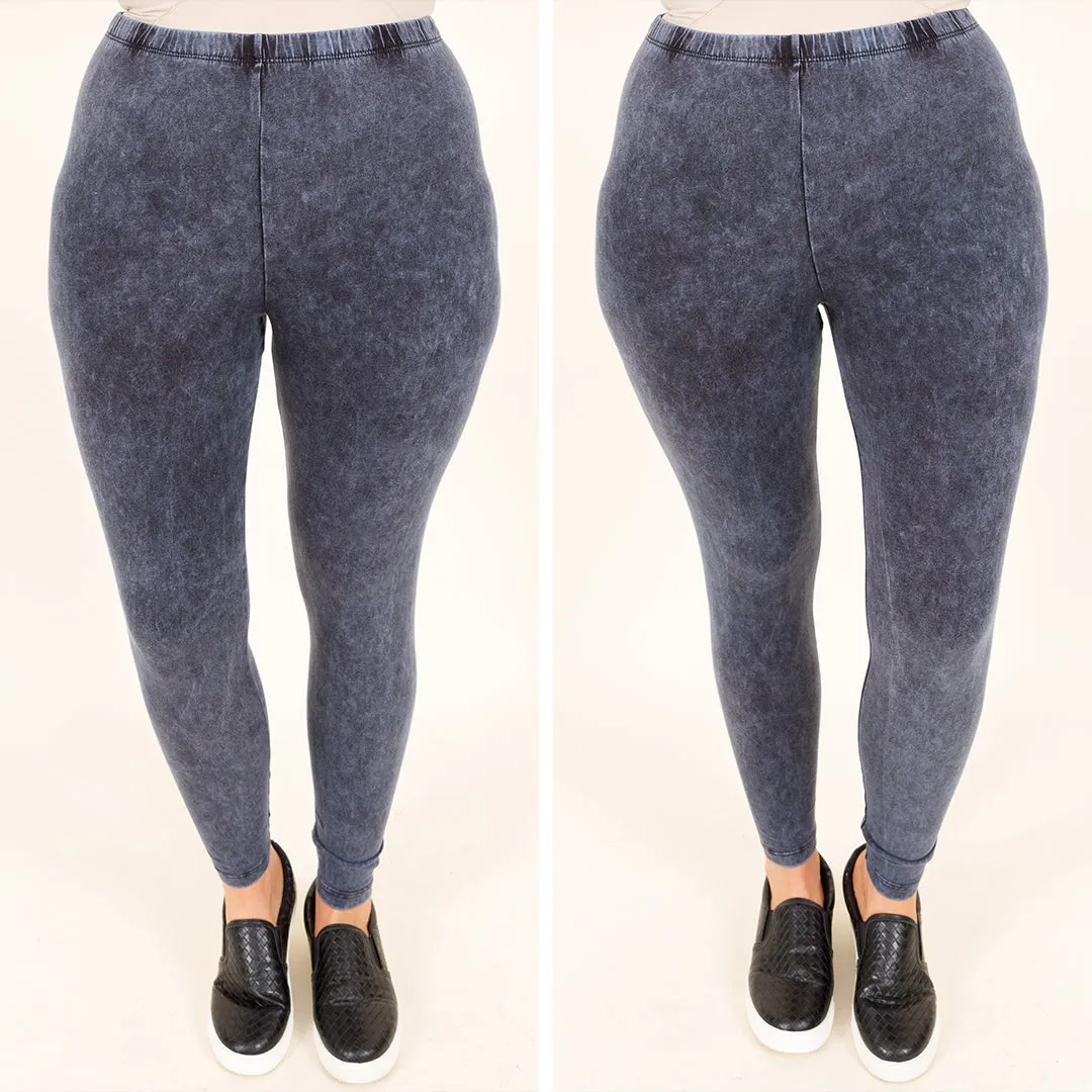 Well Worth It Mineral Wash Leggings, Blue Grey