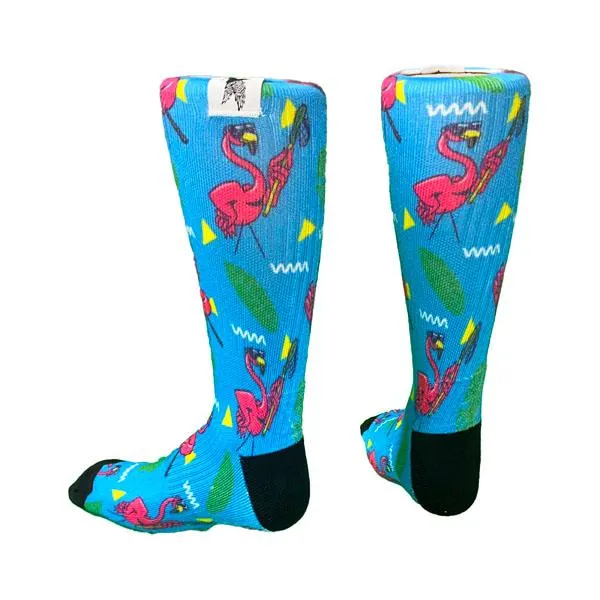 Youth Flamingo Flow Crew Socks Blue